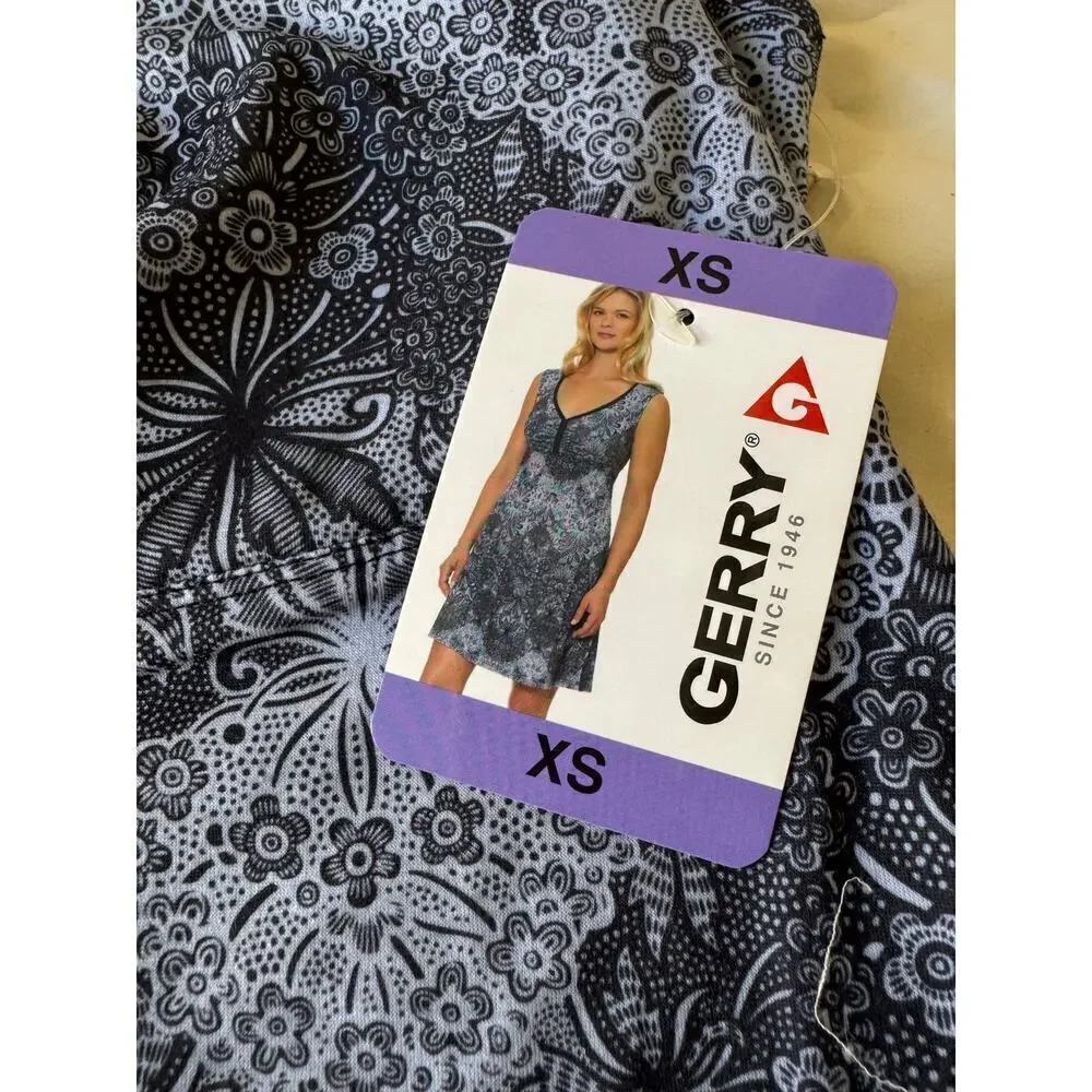 Gerry Black Floral Sleeveless Dress XS NWT